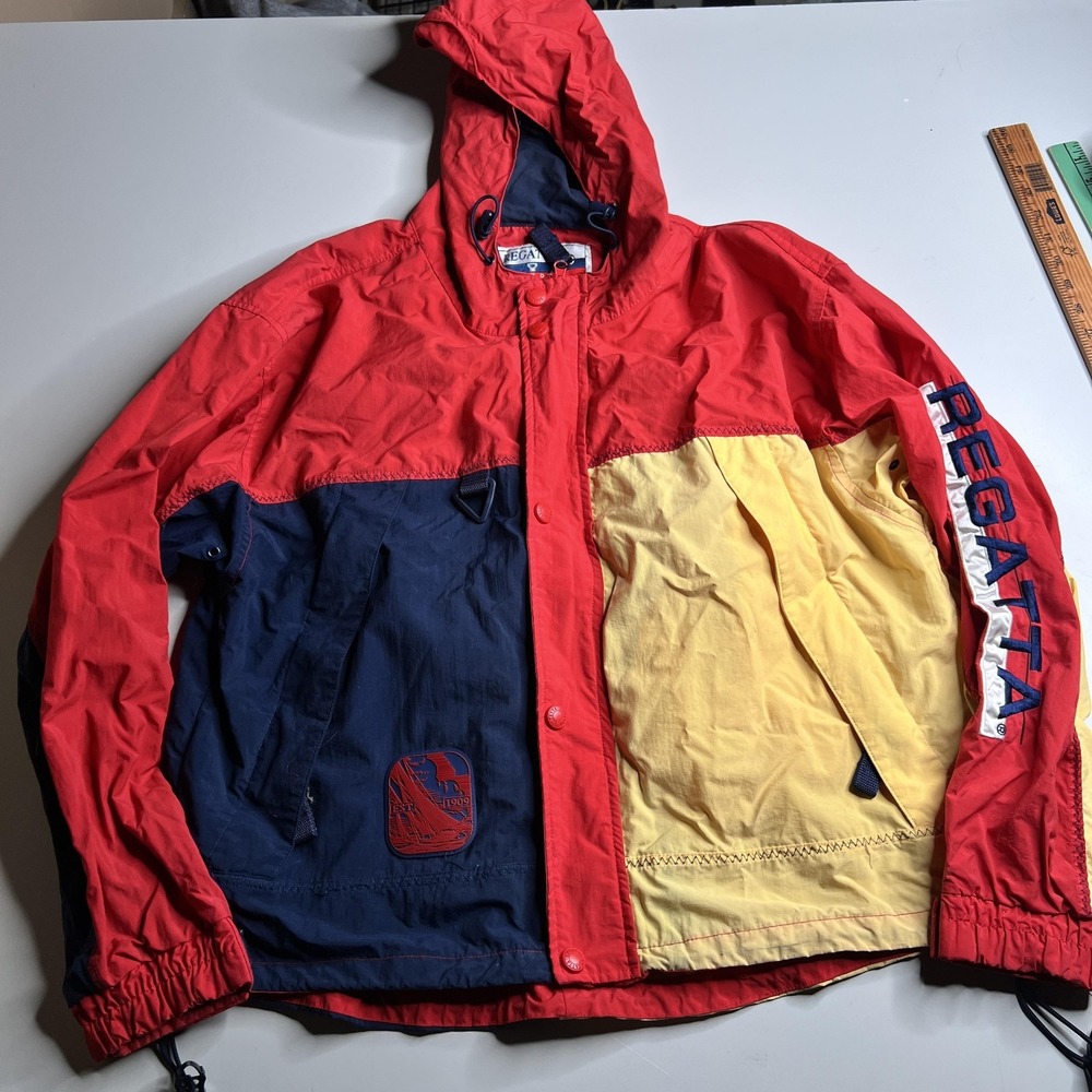Regatta Sport Windbreaker Jacket Mens XL Multicolor Colorblock Hooded Sailing